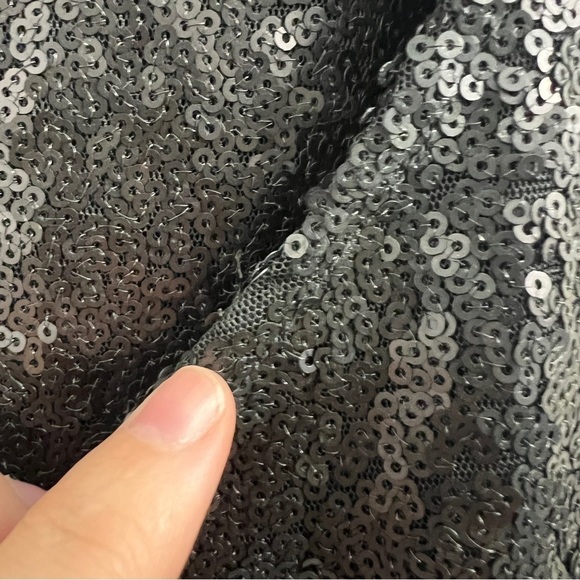 Free People Black Liquid Shine Sequin Mini Sleeveless Dress, Small - Picture 4 of 7